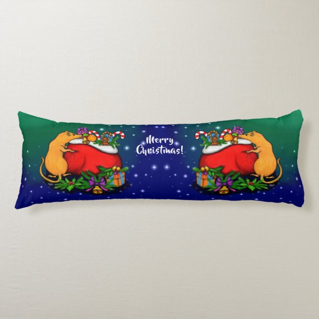 Frohe Weihnachten mit Rat Prince Seitenschläferkissen (Vorderseite)