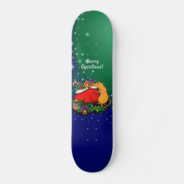 Frohe Weihnachten mit Rat Prince Skateboard (Vorderseite)