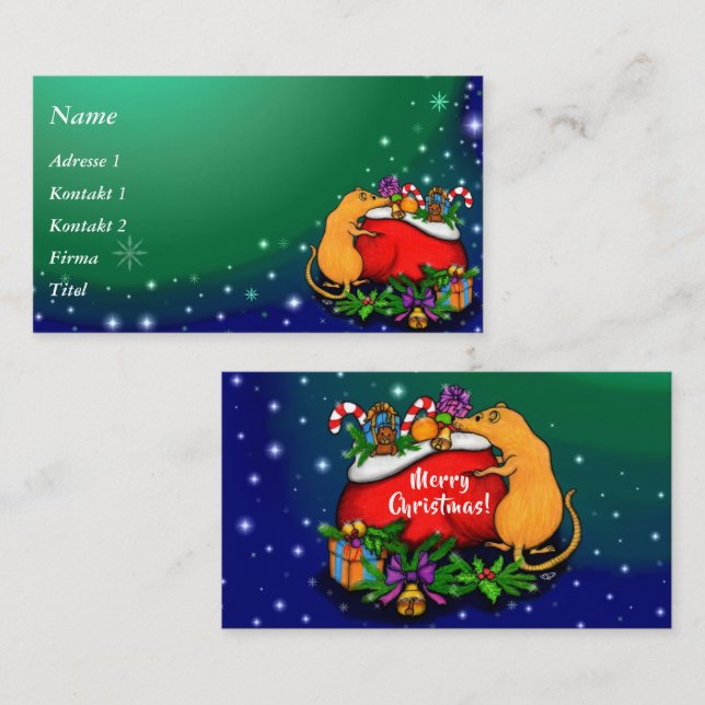 Frohe Weihnachten mit Rat Prince Visitenkarte (Vorne/Hinten)
