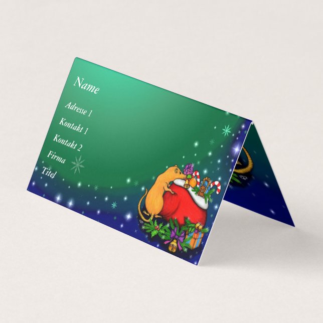 Frohe Weihnachten mit Rat Prince Visitenkarten (Vorderseite)