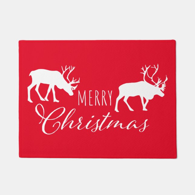 Frohe Weihnachten mit Reindeer Fußmatte (Vorderseite)