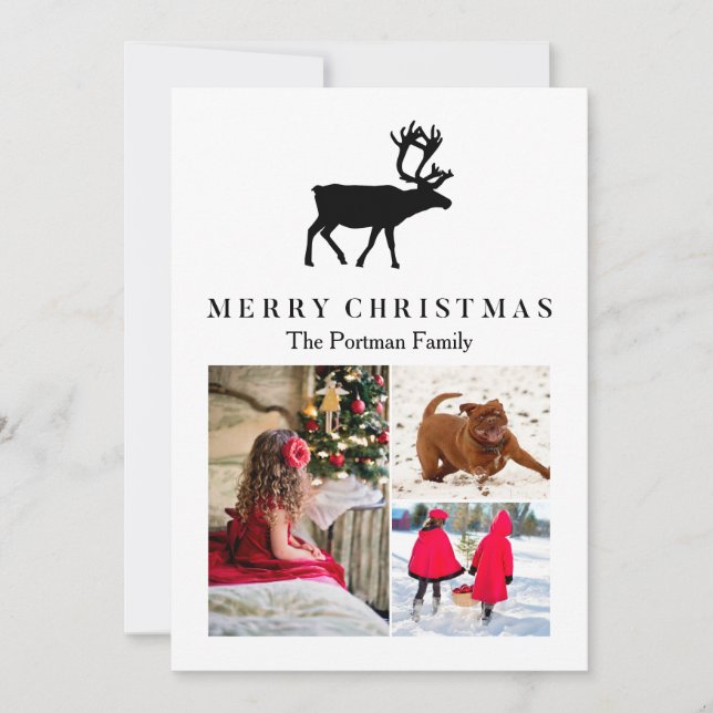 Frohe Weihnachten mit Reindeer Hinzufügen von Foto (Vorderseite)