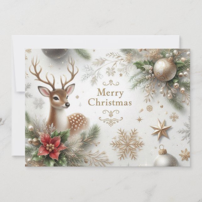 Frohe Weihnachten mit Rentier, Ornamenten und mehr (Vorderseite)