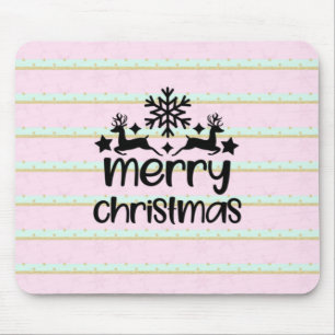 Frohe Weihnachten mit Rentieren und Schneeflocke Mousepad