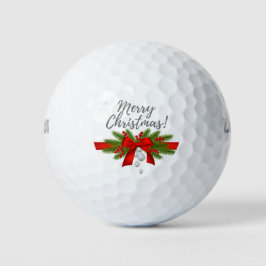 Frohe Weihnachten mit rotem Band Geschenk Golfer Golfball