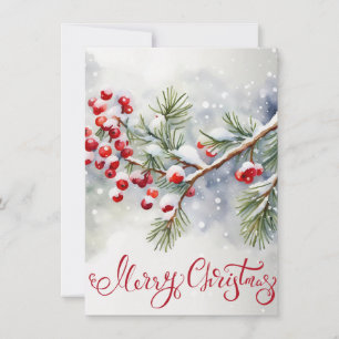 Frohe Weihnachten mit Roten Berries und Pine Tree