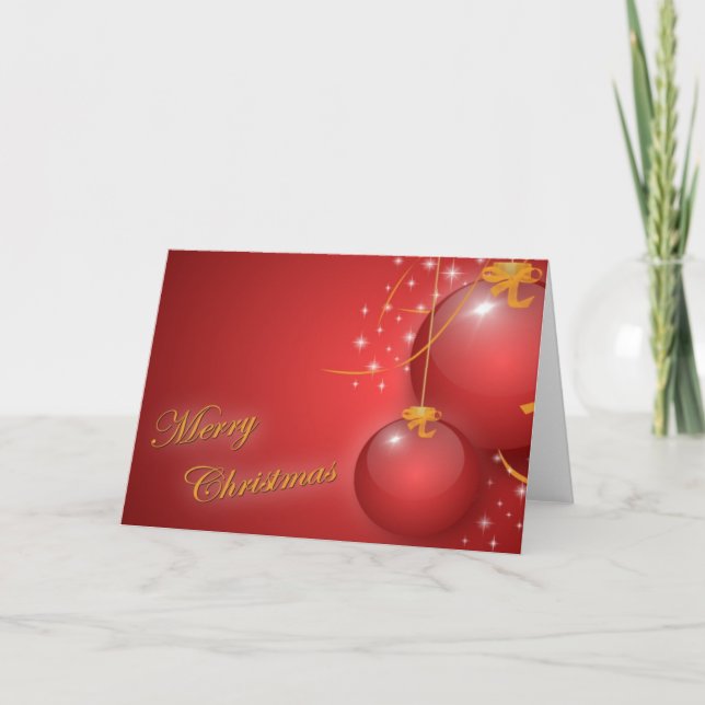Frohe Weihnachten mit roten Verzierungen (Vorderseite)