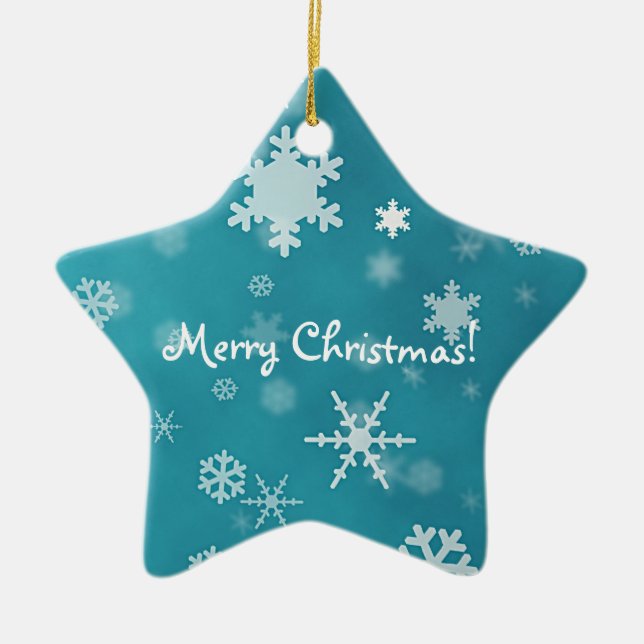 Frohe Weihnachten mit Schneeflocke-Türkis Keramikornament (Vorne)