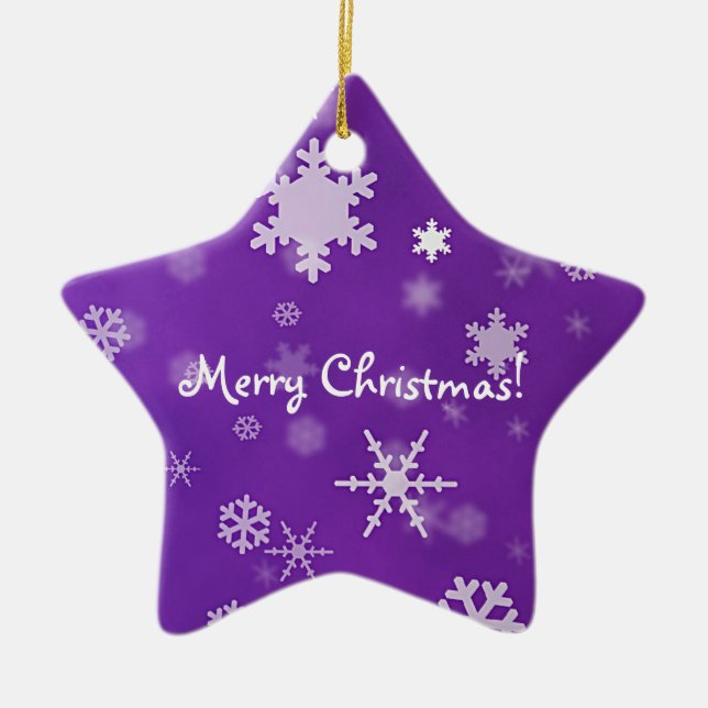 Frohe Weihnachten mit Schneeflockelavendel Keramikornament (Vorne)