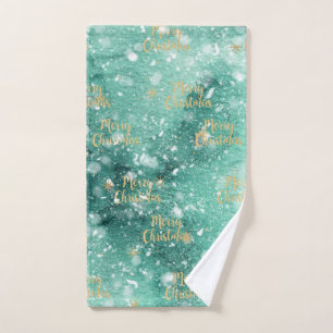 Frohe Weihnachten mit Schneeflocken Handtuch