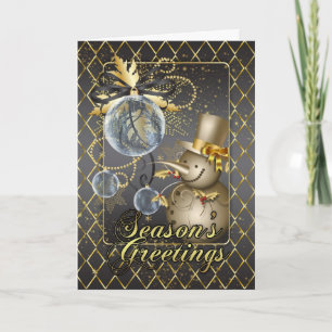 Frohe Weihnachten mit Schneemann - Gold und