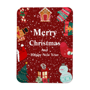 Frohe Weihnachten mit schneerotem Urlaub Magnet