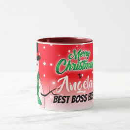 Frohe Weihnachten mit Snowman auf Best Boss Ever Tasse