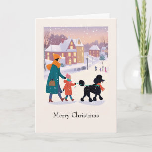Frohe Weihnachten mit süßem Hundeausführer und Pud Karte