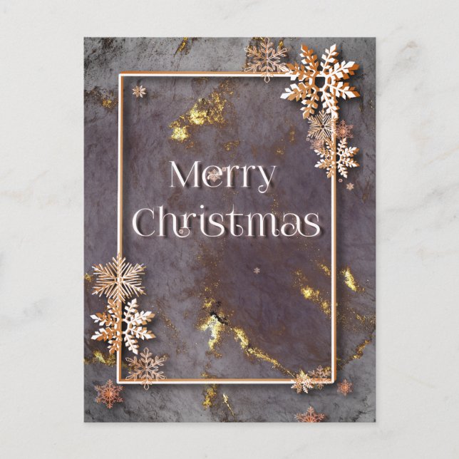 Frohe Weihnachten mit Tiefe und Schneekristallen Postkarte (Vorderseite)