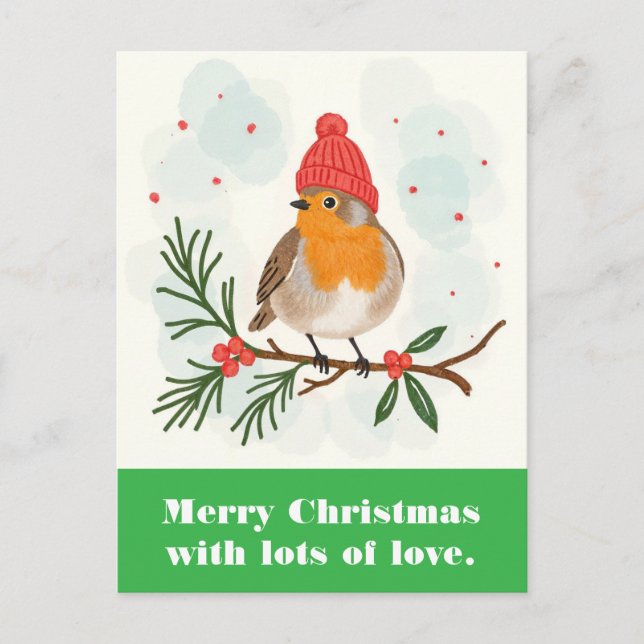 Frohe Weihnachten mit viel Liebe. Postkarte (Vorderseite)