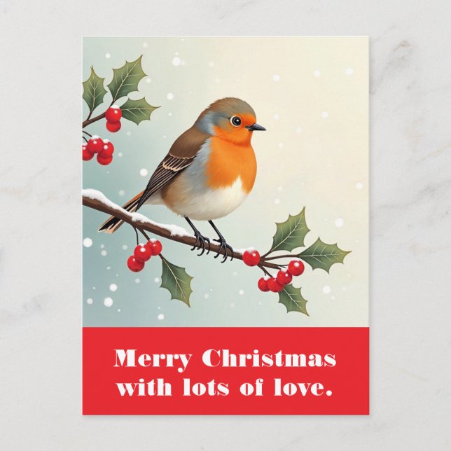 Frohe Weihnachten mit viel Liebe. Postkarte (Vorderseite)