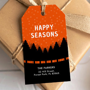 Frohe Weihnachten mit Wald und Schnee Geschenkanhänger