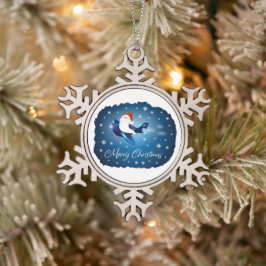 Frohe Weihnachten mit Weihnachten Schneeflocken Zinn-Ornament