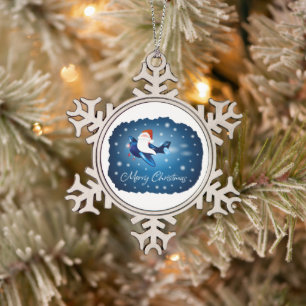 Frohe Weihnachten mit Weihnachten Schneeflocken Zinn-Ornament