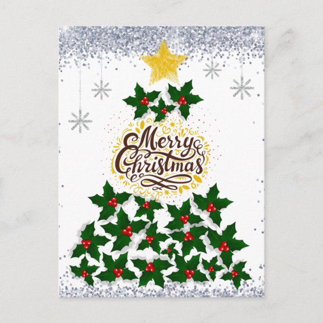 Frohe Weihnachten mit Weihnachtsbaum Postkarte (Vorderseite)