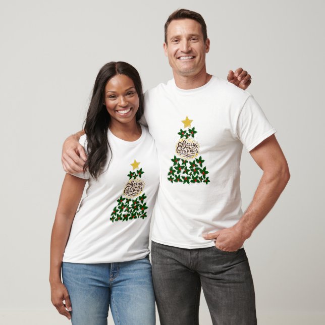 Frohe Weihnachten mit Weihnachtsbaum T-Shirt (Unisex)