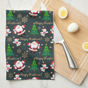 Frohe Weihnachten mit Weihnachtsbaumen Geschirrtuch