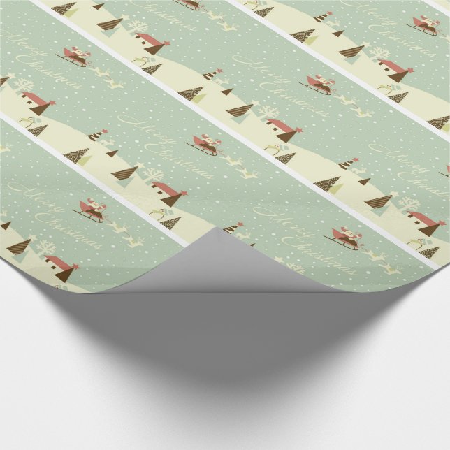 Frohe Weihnachten mit Weihnachtsmann, Rudolfs, im Geschenkpapier (Ecke)