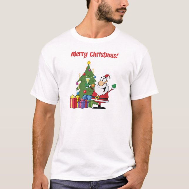 Frohe Weihnachten mit Weihnachtsmann T-Shirt (Vorderseite)