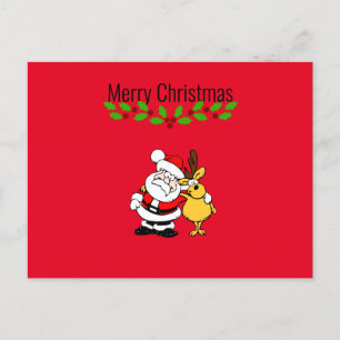 Frohe Weihnachten mit Weihnachtsmann und Reindeer Postkarte