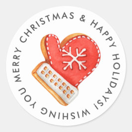 Frohe Weihnachten Mitten Zucker Cookie Custom Runder Aufkleber