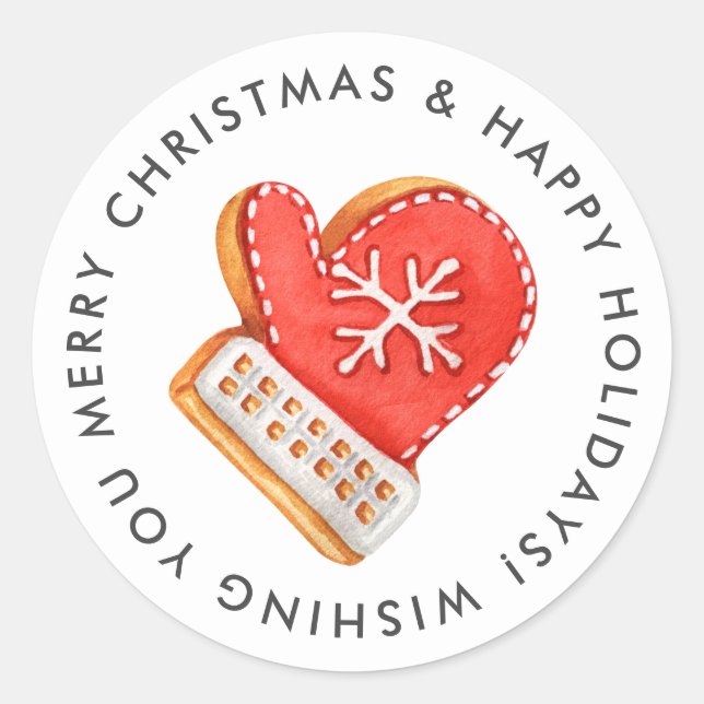 Frohe Weihnachten Mitten Zucker Cookie Custom Runder Aufkleber (Vorderseite)