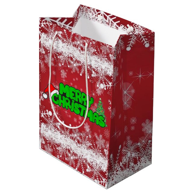 Frohe Weihnachten Mittlere Geschenktüte (Rückseite Schrägansicht)