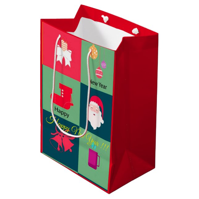 Frohe Weihnachten Mittlere Geschenktüte (Vorderseite Schrägansicht)
