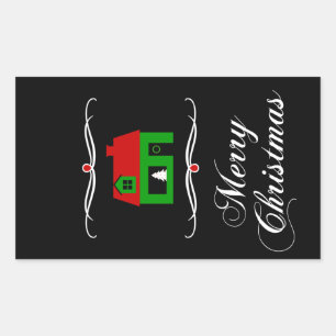 Frohe Weihnachten (Mod Zuhause) Rechteckiger Aufkleber