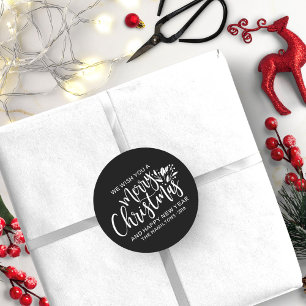 Frohe Weihnachten Modern Schwarz Weiß Runder Aufkleber