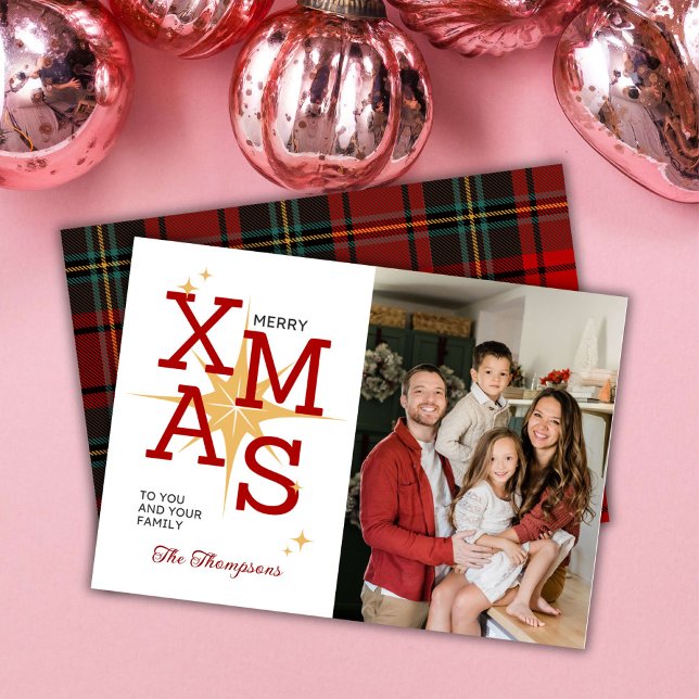 Frohe Weihnachten moderne 1 Foto niedlichen Rot ka (Front/Back )