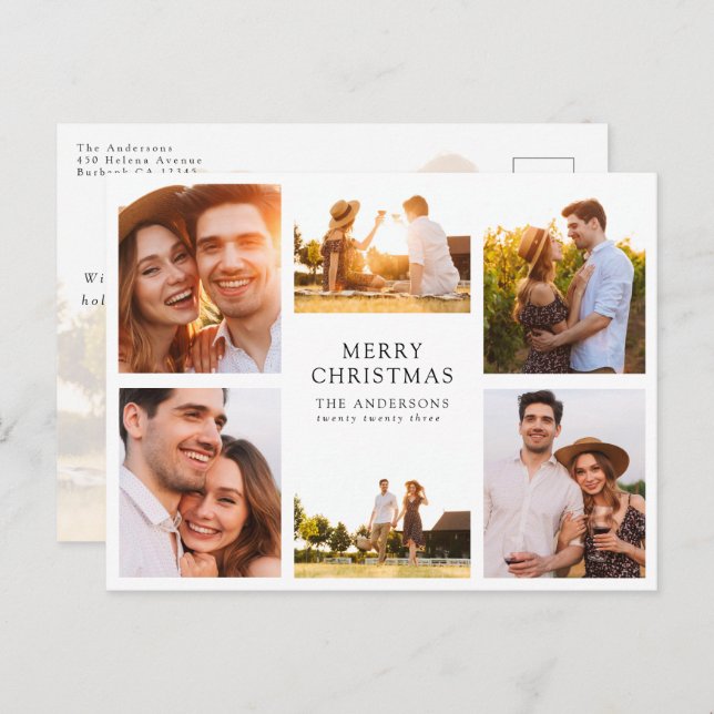 Frohe Weihnachten Moderne 6 Foto Collage (Vorne/Hinten)
