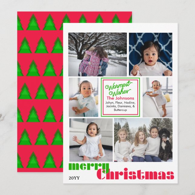 Frohe Weihnachten moderne 6 Foto Rot und Grün (Vorne/Hinten)