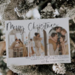 Frohe Weihnachten Moderne Arch Foto Holiday Cards<br><div class="desc">Diese Urlaubskarte verfügt über einen wunderschönen Kalligraphie-Schriftart gepaart mit einem einfachen serifenlosen Schriftart. Diese wunderschöne,  moderne Weihnachtskarte erlaubt drei separate Sektionen,  um Ihre eigenen,  perfekten Bilder auf den Schriftart hochzuladen.</div>