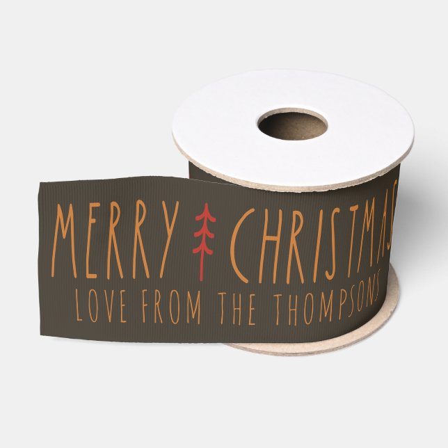 Frohe Weihnachten Moderne Bäume Personalisierter N Ripsband (Spule)