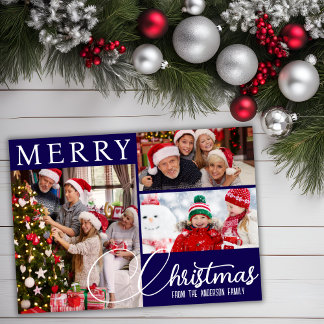 Frohe Weihnachten Moderne Blau und Weiß drei Foto