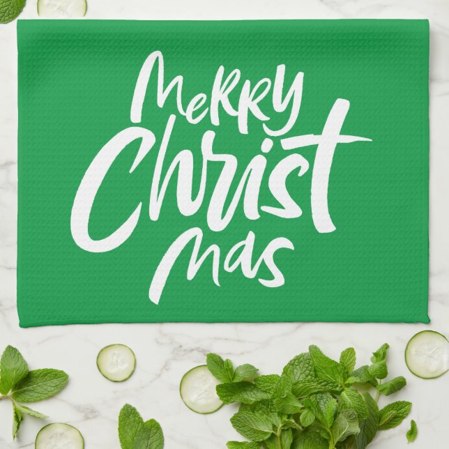 Frohe Weihnachten Moderne Christliche Christliche  Geschirrtuch (Gefaltet)
