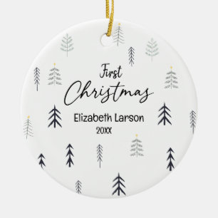 Frohe Weihnachten Moderne Elegant First Baby Keramik Ornament