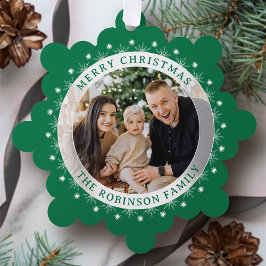 Frohe Weihnachten Moderne Elegante Familie Foto Gr Ornament Karte