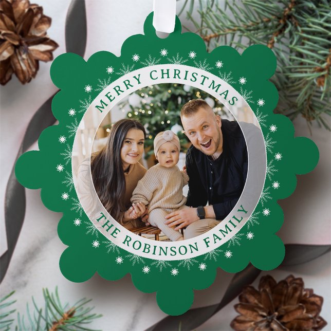 Frohe Weihnachten Moderne Elegante Familie Foto Gr Ornament Karte (Von Creator hochgeladen)