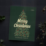 Frohe Weihnachten Moderne Elegante Weihnachtsbaum<br><div class="desc">Das Design besteht aus einem roten und grünen Weihnachtsbaum mit dunklem Hintergrund. Passen Sie den Gruß,  das Jahr und den Familiennamen an. Fügen Sie eine benutzerdefinierte Meldung und Rücksendeadresse auf der Rückseite hinzu. Abrufbar unter: http://www.zazzle.com/store/selectpartysupplies</div>