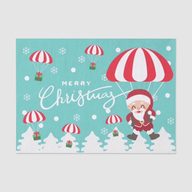 Frohe Weihnachten Moderne Fallschirmspringen Santa Seidenpapier (Vorderseite)