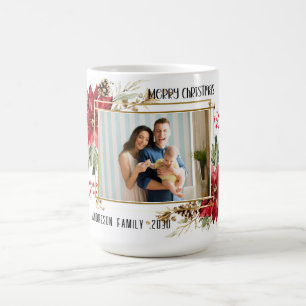 Frohe Weihnachten Moderne Foto rote Blumen Kaffeetasse