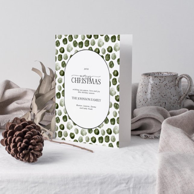 Frohe Weihnachten Moderne Grüne Punkte Foto (Get into the holiday spirit with a heartfelt folded christmas card! 🎅)